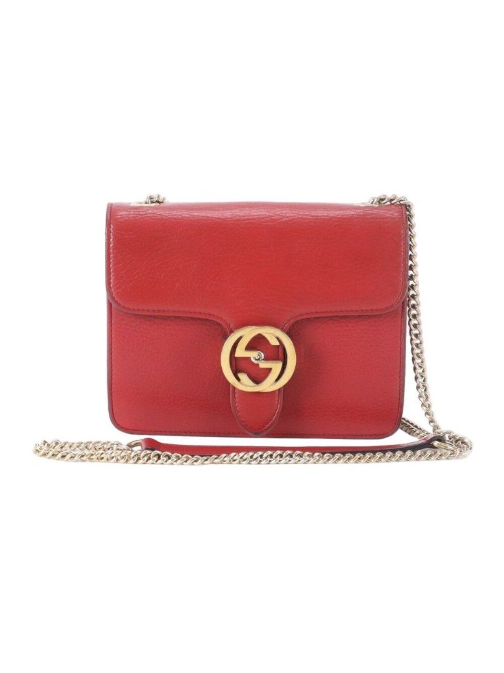 Gucci Interlocking Leather Chain Shoulder Bag Crossbody